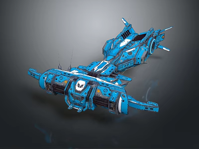 Futuristic Blue Sci Fi Spaceship With Detailed Structure And Shiny Components 3d model