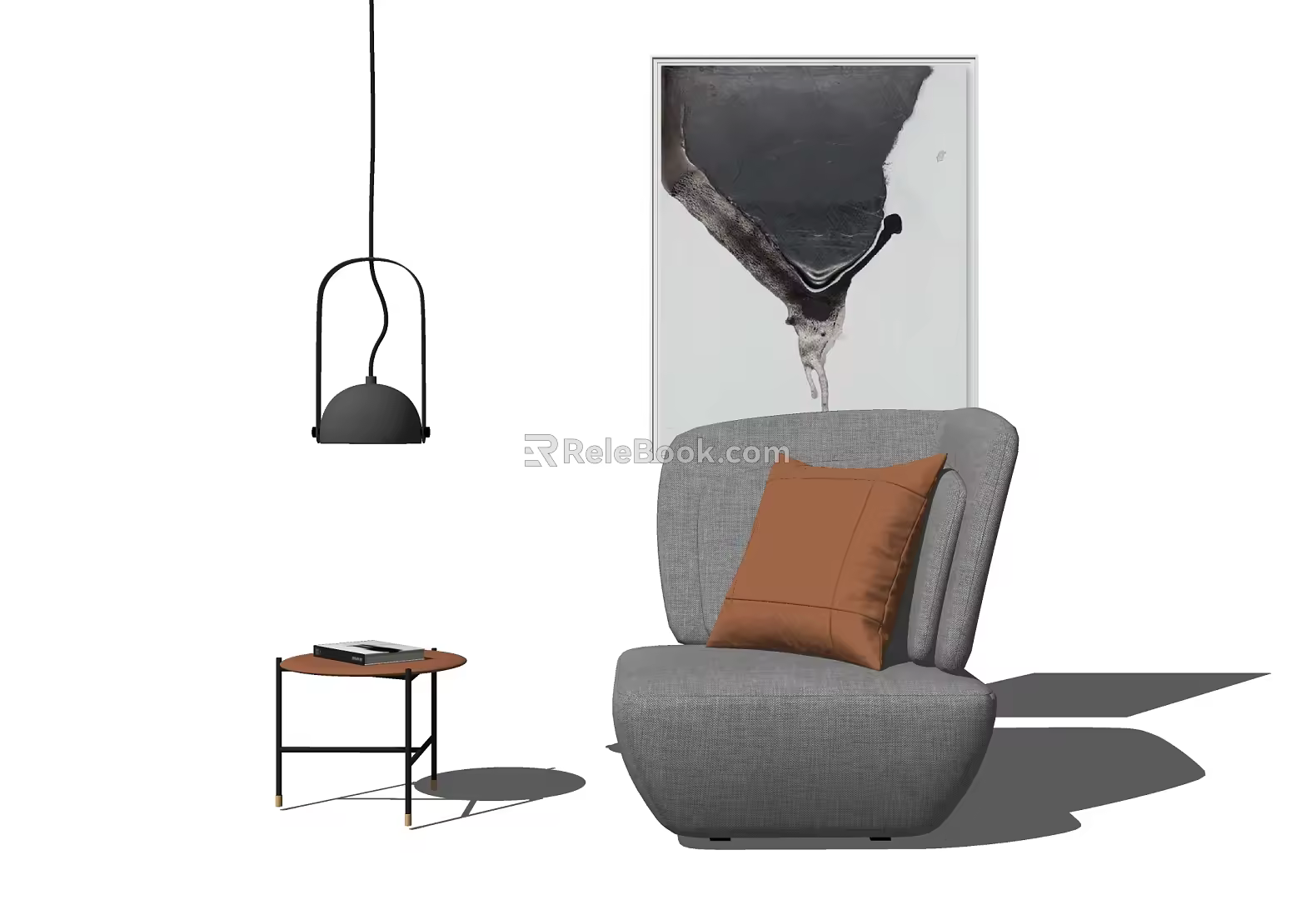 Modern Single Sofa Simple Leisure Chair Coffee Table Combination 3d model
