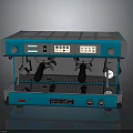 Blue Modern Electronic Espresso Coffee Machine With Double Handles Control Panel And Stainless Steel Parts