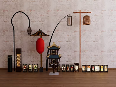 Chinese-style street lamp Japanese-style street lamp Chinese-style street lamp Japanese-style street lamp 3d model