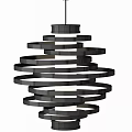Modern Gold And Black Chandeliers With Circular Elements And Spiral Structure Design 3d model