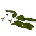 Fresh Natural Green Leaves and Small Twigs Scattered on White Background
