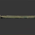 Green Sunken Water Transport Vessel With Underwater Hull And Detailed Structure Features