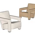 Modern Beige And Brown Armchairs With Minimalist Design And Comfortable Armrests