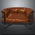 Modern Orange Upholstered Chair With Sleek Metal Frame And Soft Cushion Design