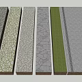 Garden Ornaments With Various Paving Slabs And Green Turf Strips Design