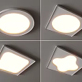 Modern Ceiling Lights Featuring Various Geometric And Organic Shapes Illuminated On Gray Ceiling