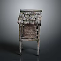 Rustic Wooden Beehive Structure With Sloped Tile Roof Woven Body And Four Legs