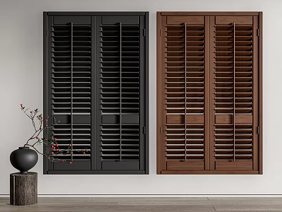 Black And Brown Interior Shutters Wall Mounted Design For Home Decor 3d model