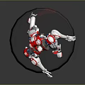 Smart Robot Featuring Red And White Mechanical Design On Black Display Base