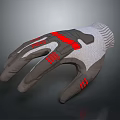 Gray And White Sports Gloves With Red Accents And Knit Wrist Design For Outdoor Use