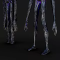Two Eerie Skeleton Creatures With Purple Glowing Eyes And Wooden Texture
