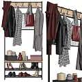 Multifunctional Shoe Cabinet with Hanging Coats Scarves Bags and Decorative Items