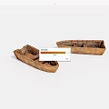 Two Vintage Wooden Boats With Handcrafted Structure And Empty Interior Design