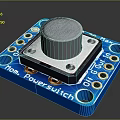 Power Switch Module With Blue Circuit Board Silver Button Holes And Connection Points 3d model