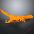 Vibrant Orange Phoenix Bird Spreading Wings Flying Elegantly Against Dark Background 3d model