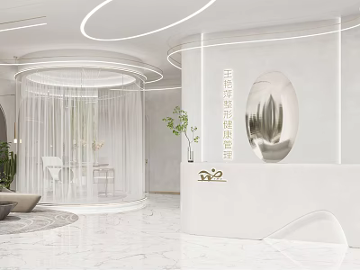 Elegant Modern Beauty and Hair Salon Interior Design With Luxurious Decor Green Plants And Seats 3d model