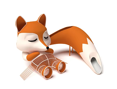 Fox Shaped Children Play Equipment With Long Tail Slide And Net Drum 3d model Fox Shaped Children Play Equipment With Long Tail Slide And Net Drum 3d model