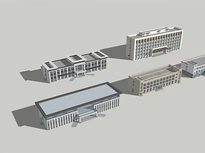 Modern Office Building Architectural Models With Various Designs And Structures 3d model
