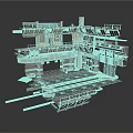 Industrial Mechanical Platform Structure With Metal Frames Pipes And Control Panels