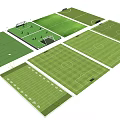 Multiple Soccer Fields Top View Showing Different Layouts And Markings
