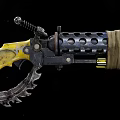 Serrated Front Mechanical Weapon With Black And Yellow Design And Cloth Wrap