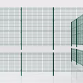 Green Metal Fence With Grid Panels And Support Posts For Security 3d model