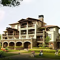 Detached Villa With Multiple Floors Balconies Arched Doors And Lush Garden Surroundings