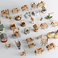 Various Wooden Hardware Tools Models Including Carts Buckets And Shelves For