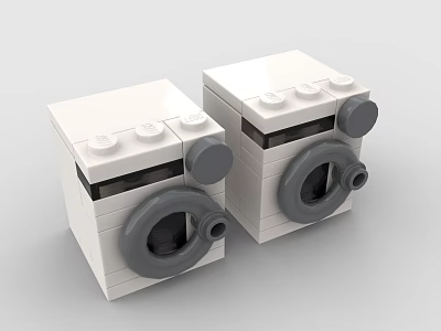 White Building Blocks Washing Machine Models With Grey Circular Doors And Controls 3d model
