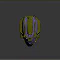 Futuristic Sci Fi Style Helmet With Gold Purple Orange Accents Transparent Visor And Antenna Design