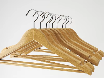 Sturdy Wooden Hangers with Metal Hooks Neatly Arranged for Closet Organization 3d model
