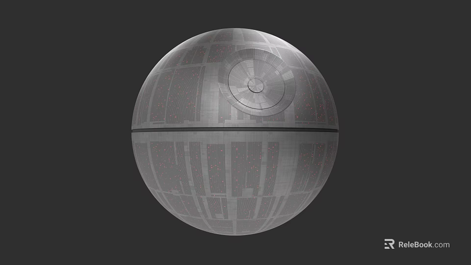 Giant Spherical Cosmic Space Station With Grid Surface And Central Orbital Core Structure 3d model 