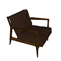 Brown Leather Single Sofa With Wooden Frame And Modern Design Elements 3d model