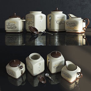 Coffee Cans Combination Jar Coffee Cans Utensils Container Ceramic Cans Coffee 3d model