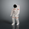 NASA Astronaut in White Spacesuit with American Flag for Space Exploration Mission