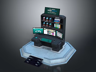 AI Talent Exhibition Stand With Multi Layer Shelves Screens And World AI Summit Base 3d model