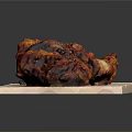 Simple White Kitchen Serving Tray With Fried Chicken On Dark Surface