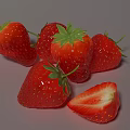 Fresh Ripe Strawberries With Green Leaves And Sliced Half On White Background