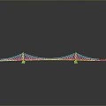 Modern Blue Cable Stayed Bridge With Two Main Towers Spanning Gray Background