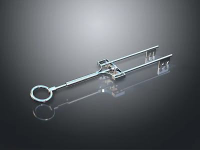 Shiny Metal Key With Mechanical Structure And Smooth Surface Design 3d model