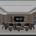 Modern Dining Living Room Interior With Round Table Chairs Large Screen And Green Plant