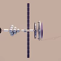 Satellite With Solar Panels Dish Antenna Spherical Modules And Thrusters