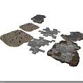 Various Construction Components Including Stone Blocks And Metal Squares 3d model