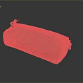 Light Gray Fabric Pencil Case With Zipper Closure Black Pull And Red Accent