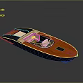 Sleek Black Speedboat with Wooden Deck Transparent Windshield and Light Colored Seats