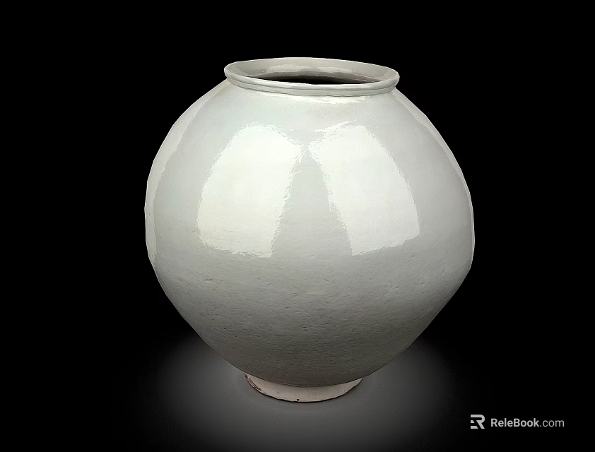 White Round Ceramic Vessel With Smooth Glazed Surface Against Black Background 3d model 