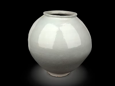 White Round Ceramic Vessel With Smooth Glazed Surface Against Black Background 3d model