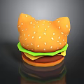 Cat Ear Shaped Burger With Sesame Seed Bun Lettuce Cheese And Patty