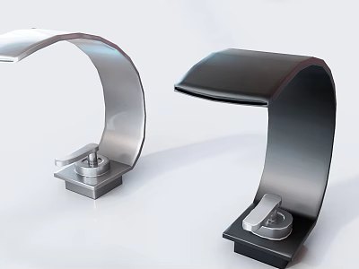 Modern Silver And Black Curved Metal Faucets With Single Handle Design 3d model